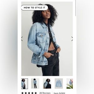 Madewell oversized trucker jacket, size small